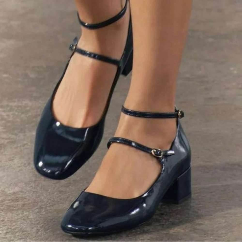 New navy Patent Leather Women's Shoes
